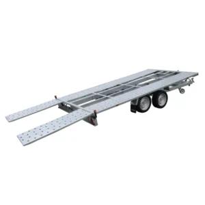 PORTE VOITURE 43720 roues dessous 400×215 PTC : 2700 kg CU 2065 KG AVEC RAMPES 53X140 AVEC TREUIL+2 CALES