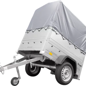 Haute remorque avec bâche 150×106 [bâche grise, arceau, rehausses de ridelles et roue jockey] Garden Trailer 150 KIPP