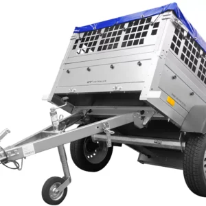 PETITE REMORQUE À VENDRE – GARDEN TRAILER 150 KIPP [AVEC BÂCHE PLATE BLEUE, ROUE JOCKEY ET TIGES DE SUPPORT BÂCHE]
