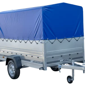 REMORQUE 264 KIPP AVEC ROUE JOCKEY, CÔTÉS RIDELLES SUPPLÉMENTAIRES, CHÂSSIS H-800 ET BACHE BLEUE