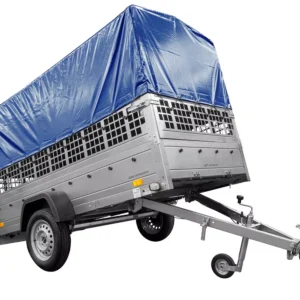 REMORQUE DE JARDIN 264 KIPP AVEC ROUE JOINTE, GLISSIÈRES GRILLÉES, CHÂSSIS H-800 ET COUVERCLE BLEU