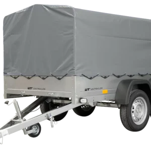 REMORQUE DOUBLE ESSIEUX UNITRAILER 264/2 KIPP AVEC ROUE JOCKEY, ARCEAU ET bâche GRISE