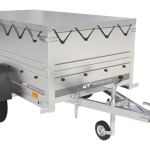 Remorque Garden Trailer 200 Kipp avec roue jockey, rehausses, châssis H-0 et bâche grise