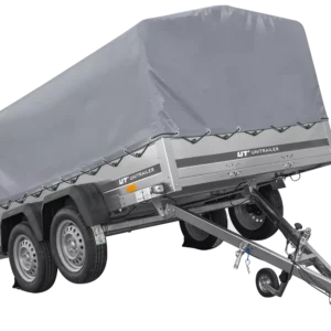 Remorque à deux essieux 264×150 UNITRAILER GARDEN 265/2 KIPP avec châssis H-800 et bâche grise