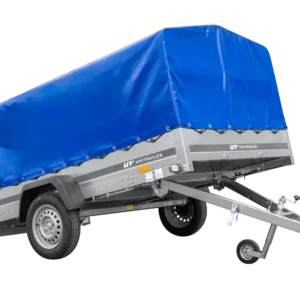Remorque à un essieu 264×150 UNITRAILER GARDEN 265 KIPP avec arceau H-800 et bâche bleue