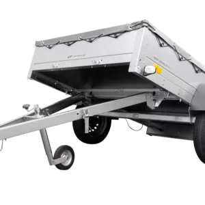 Remorque galvanisée à vendre 200×125 cm Garden Trailer 201 KIPP [avec roue jockey et bâche plate grise]
