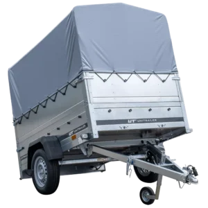 Remorque simple essieu 200×125 avec bâche haute, arceau, rehausses de ridelles et roue jockey – Garden Trailer 201 KIPP