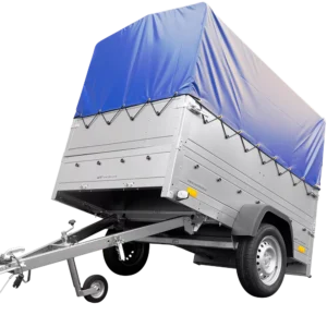 Remorque simple essieu 200×125 avec bâche haute, arceau, rehausses de ridelles et roue jockey – Garden Trailer 201 KIPP